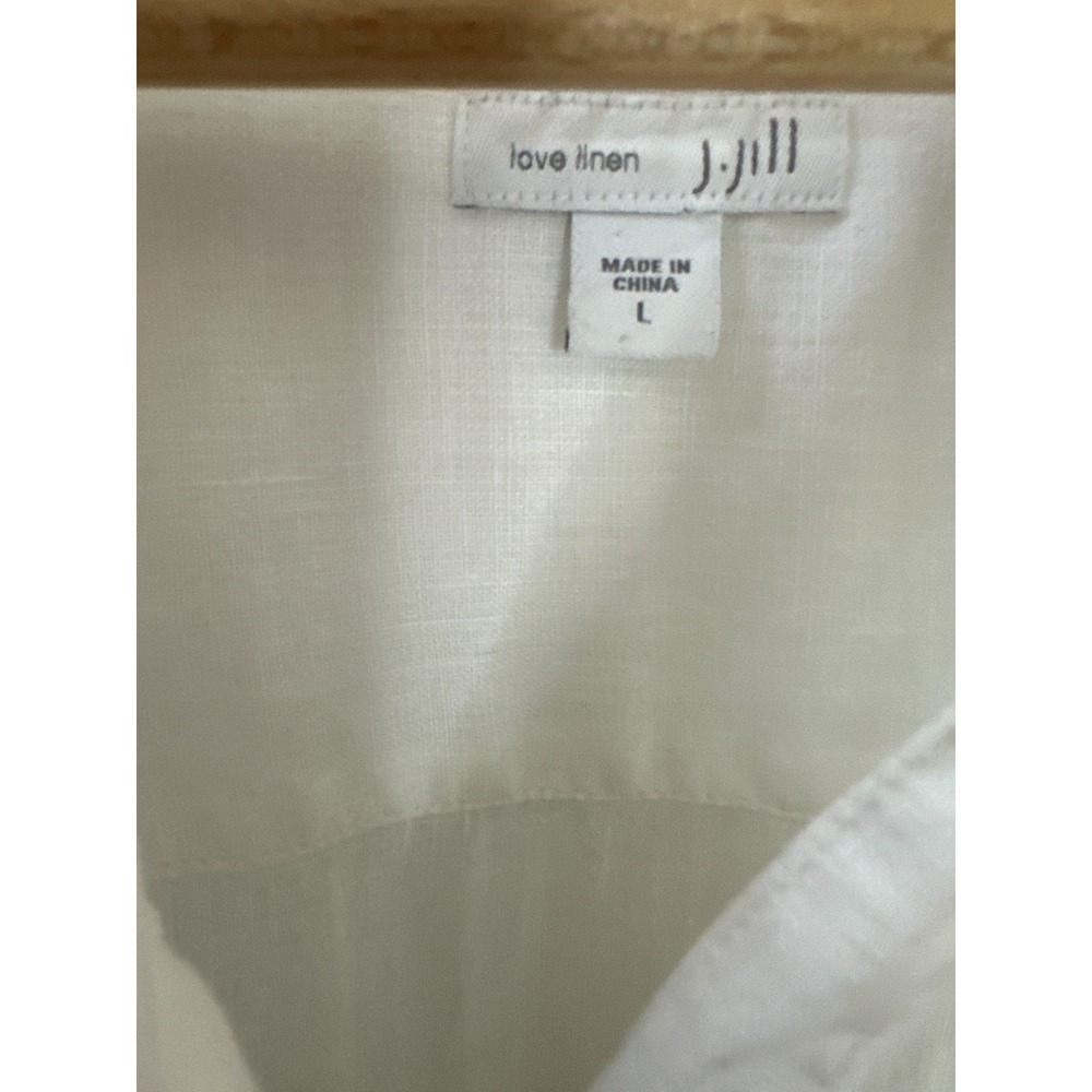 J. Jill Love Linen White Button Side Tunic Top Large Lagonlook Resort Coastal - Picture 6 of 10